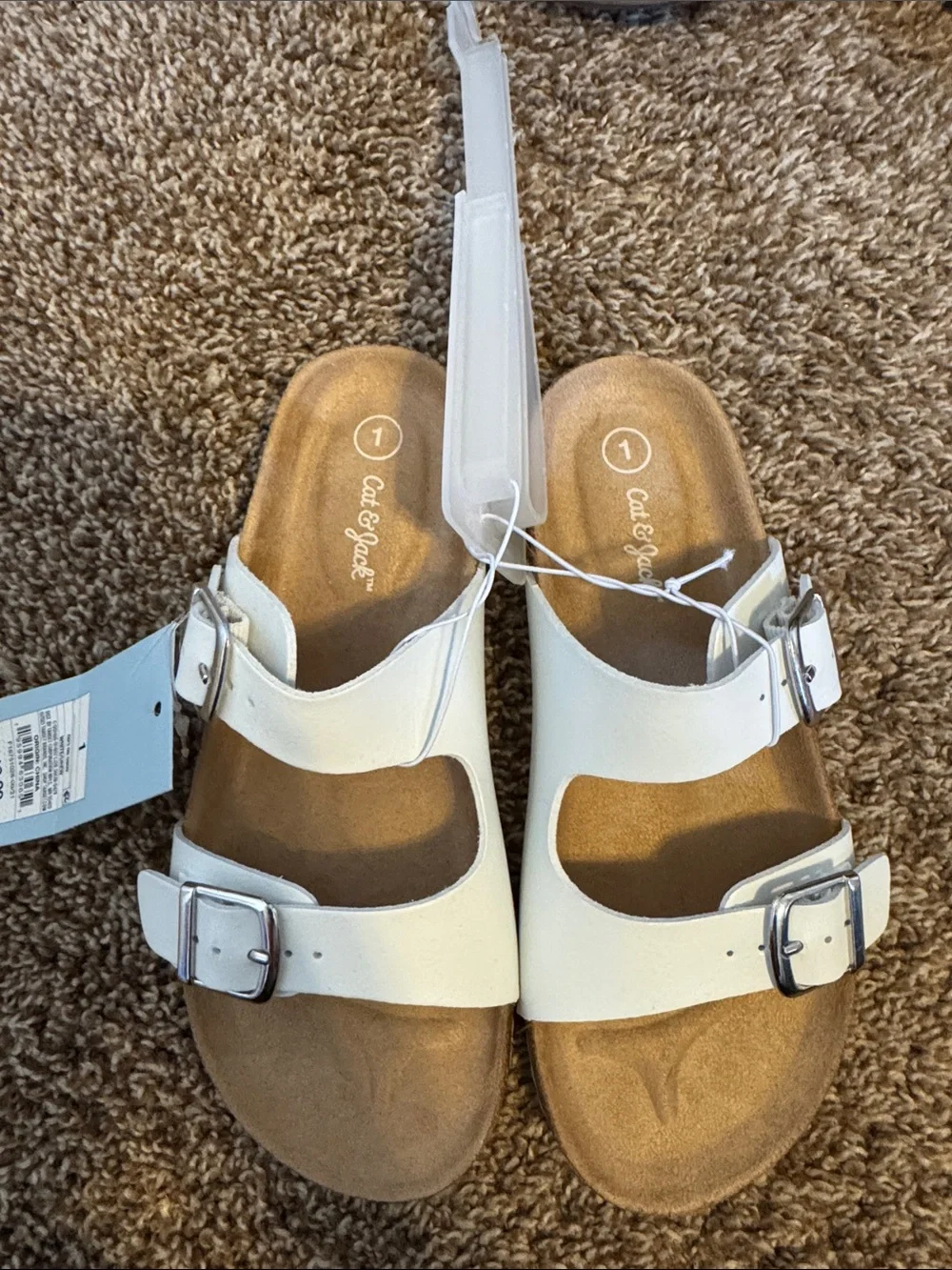 Cat & Jack White Double-Buckle Women’s Slide Sandals